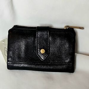 Fossil Lainie Wallet Women’s Pebbled Leather Black Multifunction 5" Credit Card